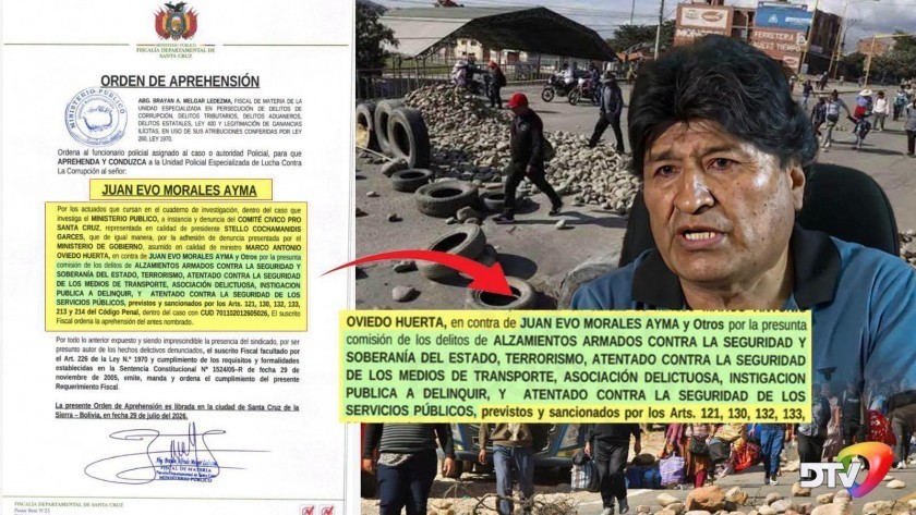 Fiscalía emitió orden de aprehensión contra Evo Morales por los 53 días de bloqueos